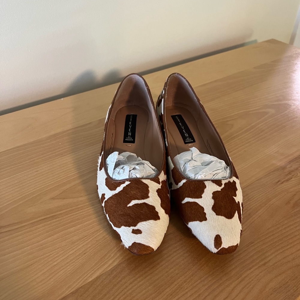 Steven By Steve Madden cow print flats